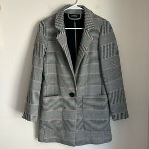 Express women’s oversized houndstooth sweatshirt blazer suit jacket size XS EUC!